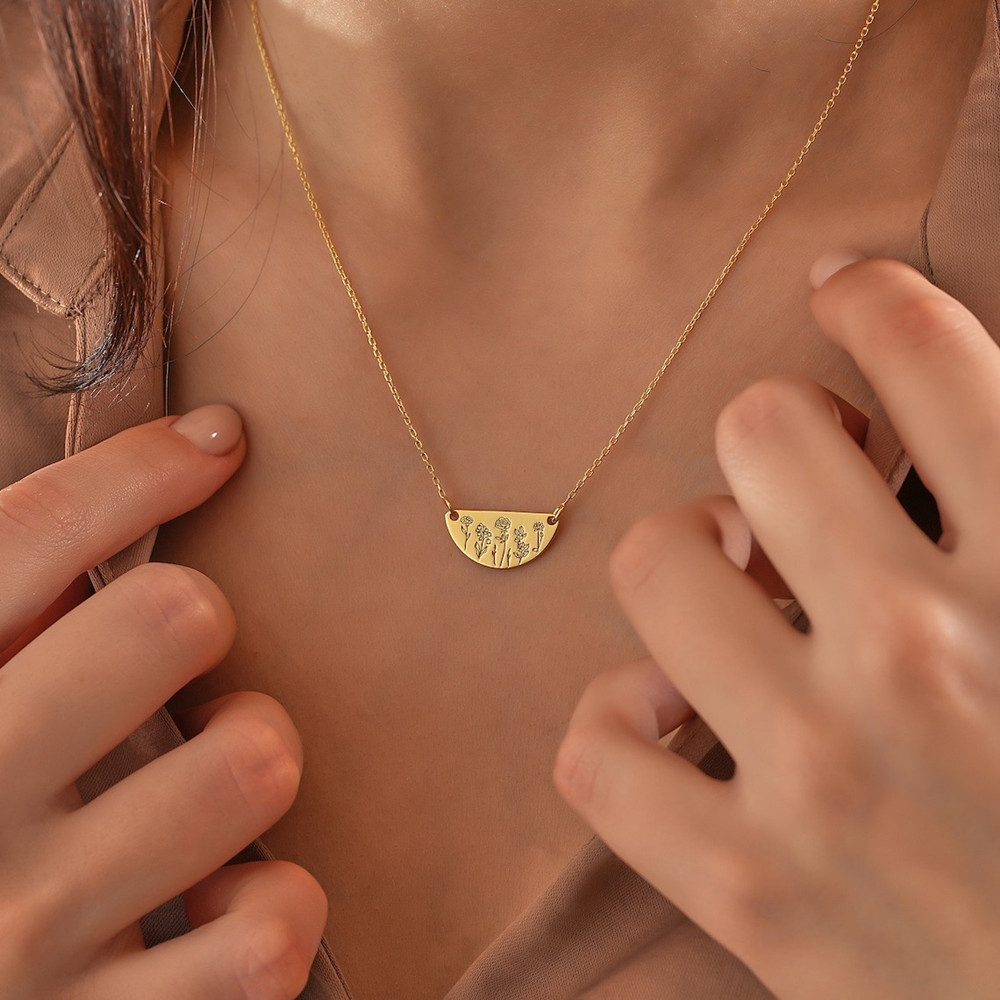 Custom Birth Month Flower Neck - Birth Flower Necklace recension och pris