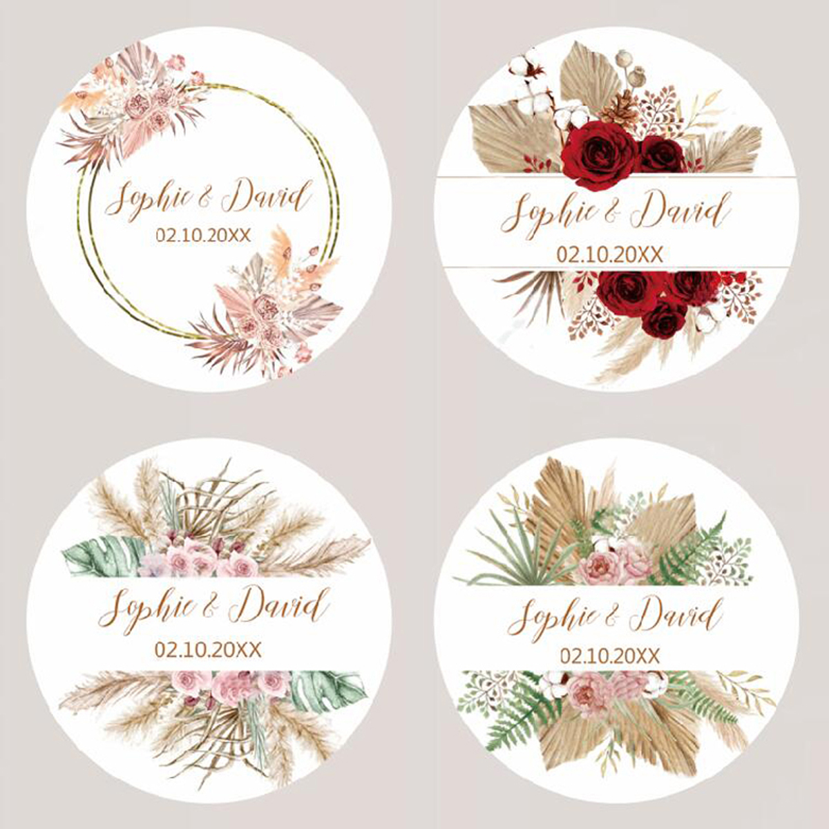 96Pcs Pampas Grass Stickers fo - Personalised Candle Label recension och pris