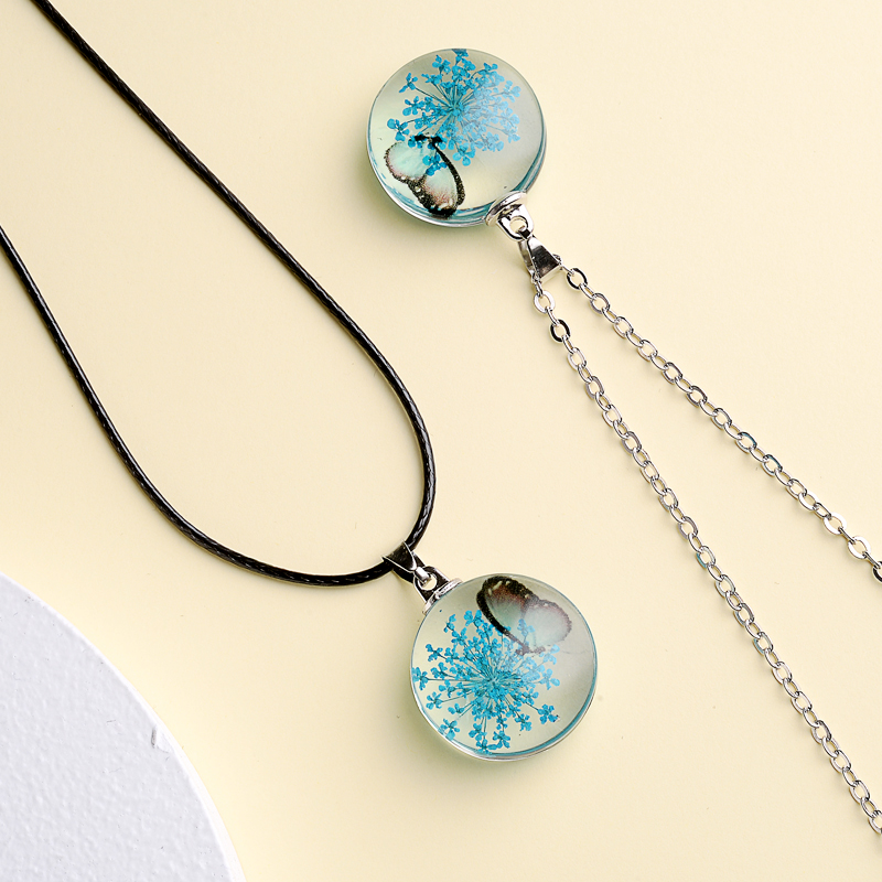 Fahion Glass Charm Real Dried  - Birth Flower Necklace recension och pris