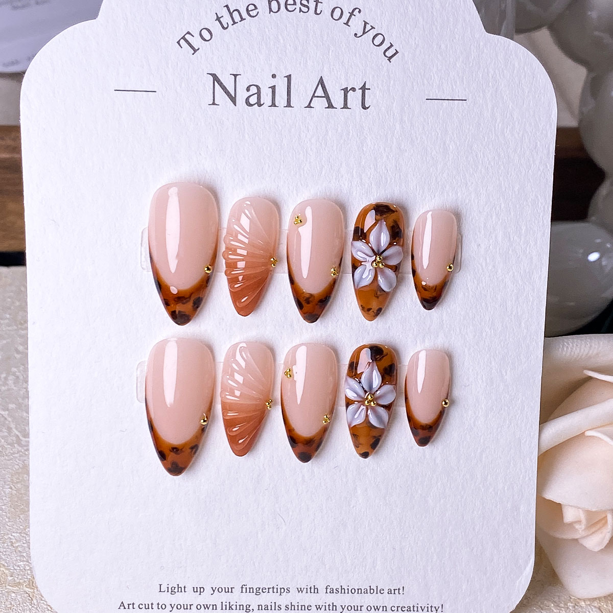 10 pieces of handcrafted brown - Pressed Flower Art recension och pris