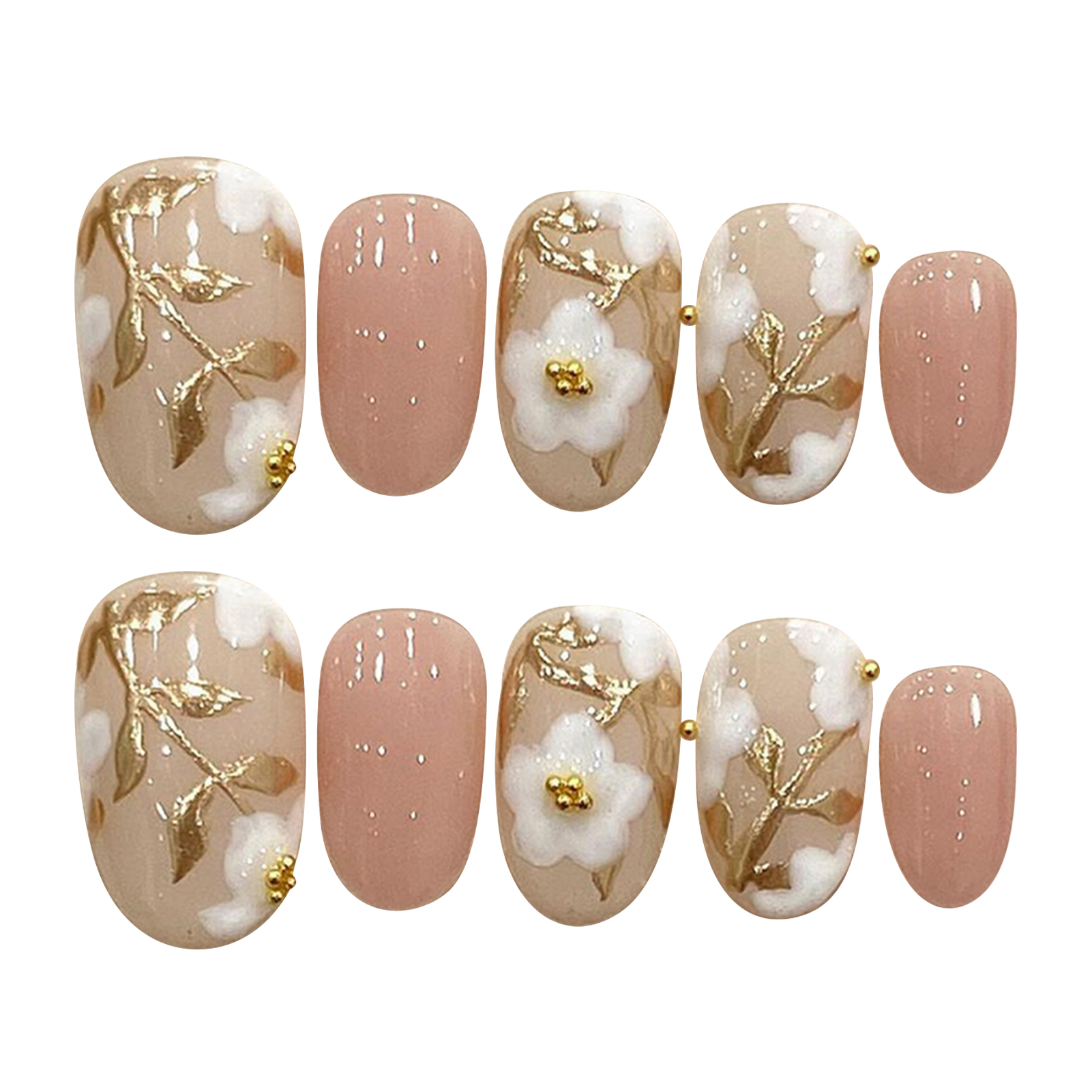 Handmade Press on Nails with W - Pressed Flower Art recension och pris