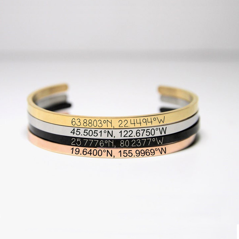 Customized Personalized 4mm Wi - Coordinates Bracelet recension och pris