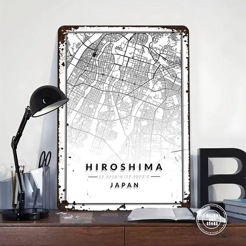 Hiroshima Map Lightly 3D Tin P - Custom Map Poster recension och pris