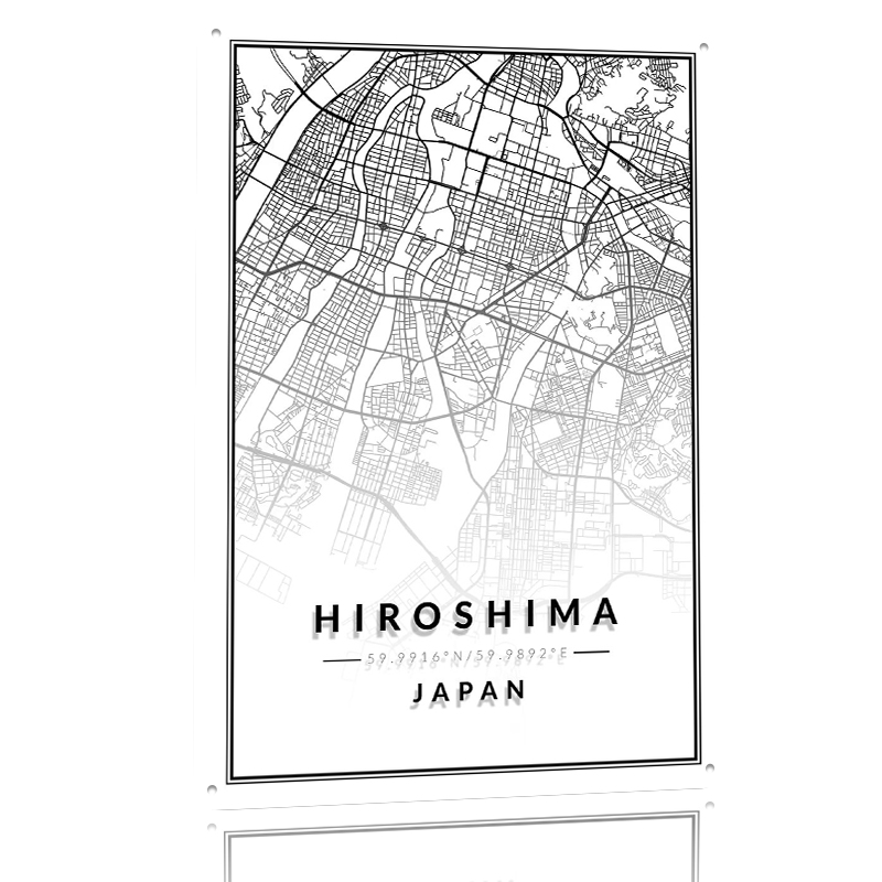Hiroshima Map Lightly 3D Tin P - Custom Map Poster recension och pris