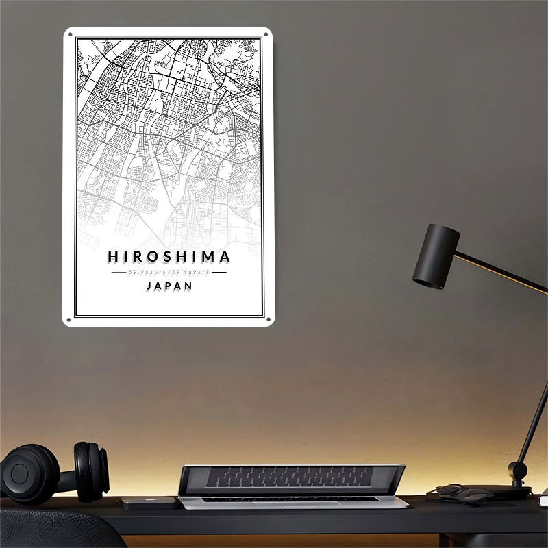 Hiroshima Map Lightly 3D Tin P - Custom Map Poster recension och pris