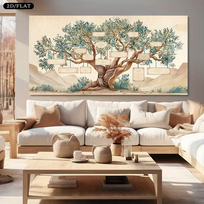 2D Flat, 2D Flat, Large Canvas - Family Tree Print recension och pris