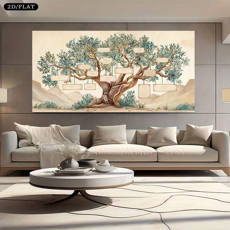 2D Flat, 2D Flat, Large Canvas - Family Tree Print recension och pris