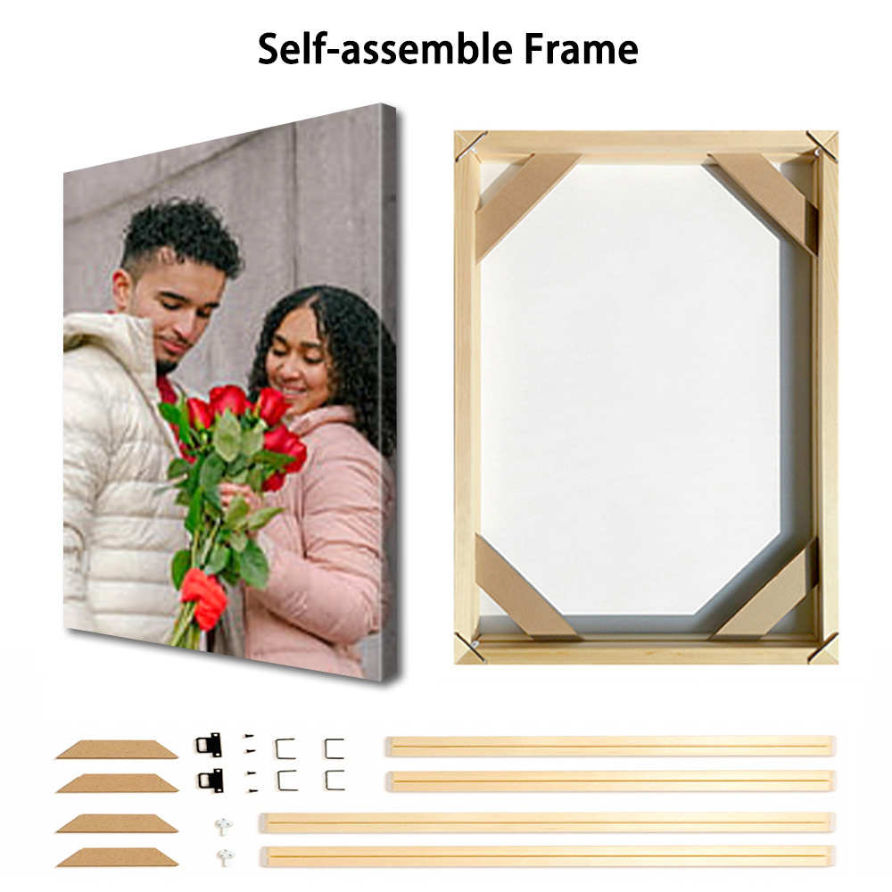 1 Pc Customized Photos on Canv - Engraved Wood Frame recension och pris