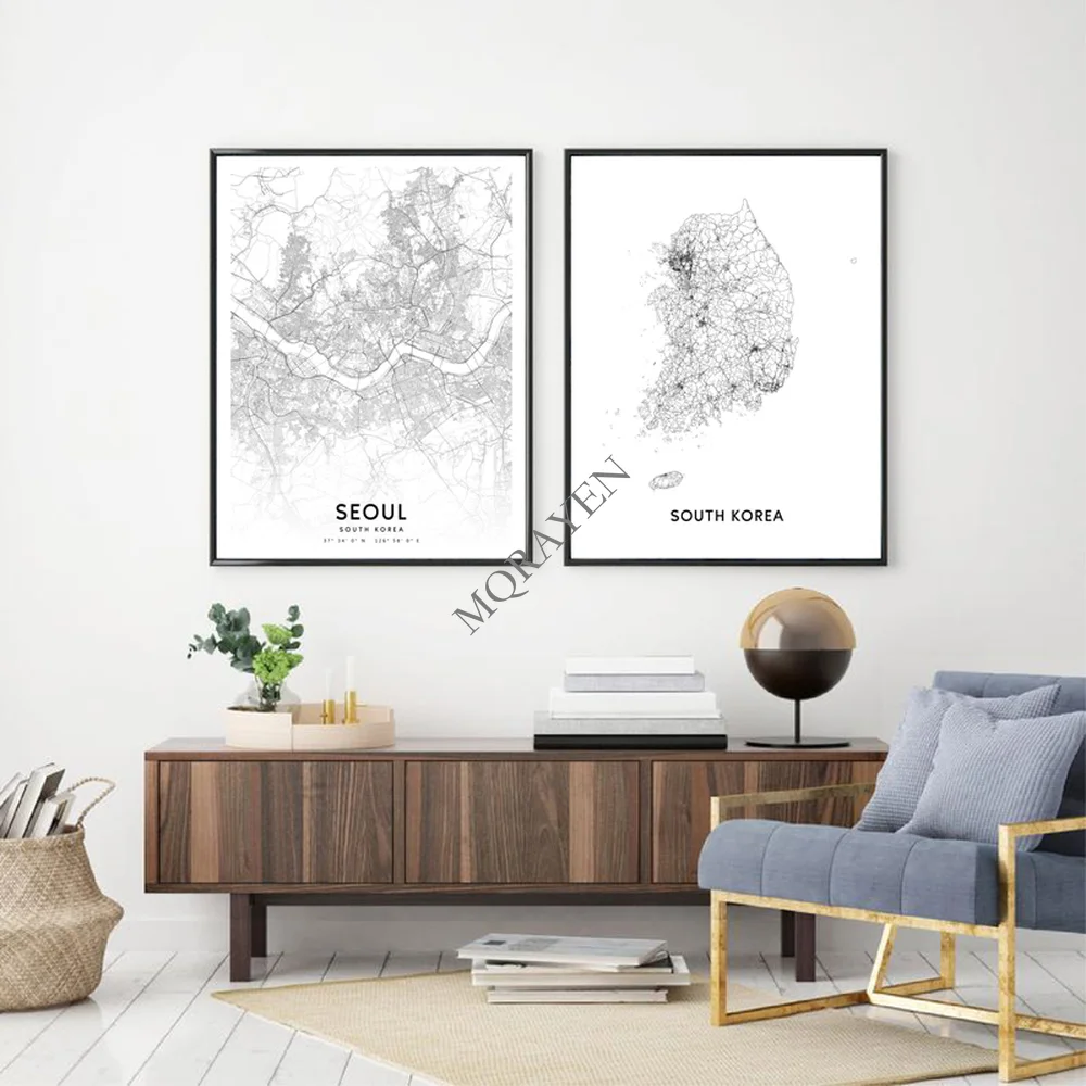 South Korea Map Black and Whit - Custom Star Map recension och pris