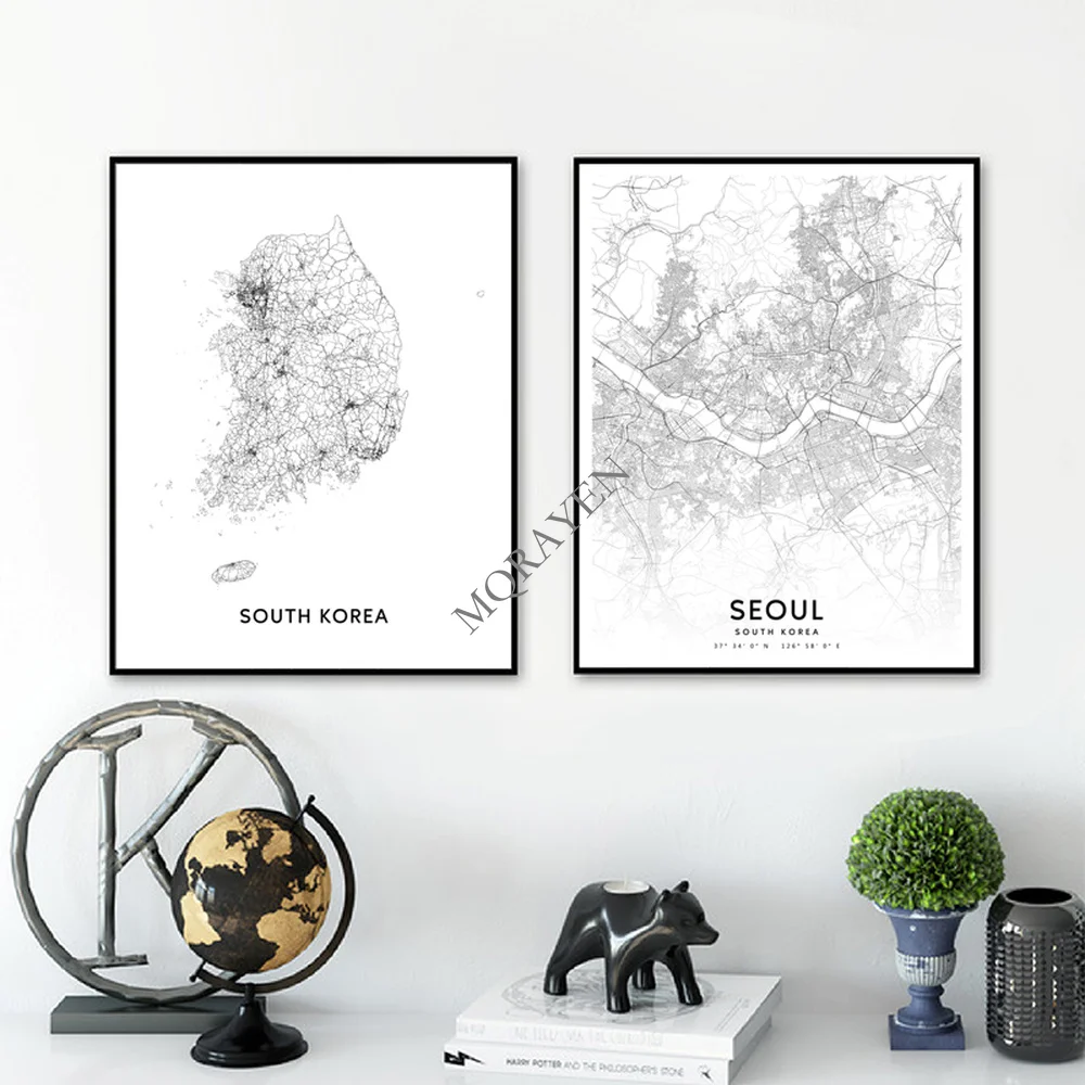 South Korea Map Black and Whit - Custom Star Map recension och pris