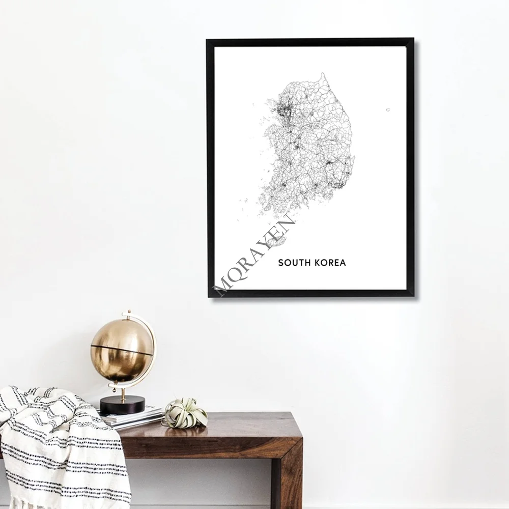 South Korea Map Black and Whit - Custom Star Map recension och pris