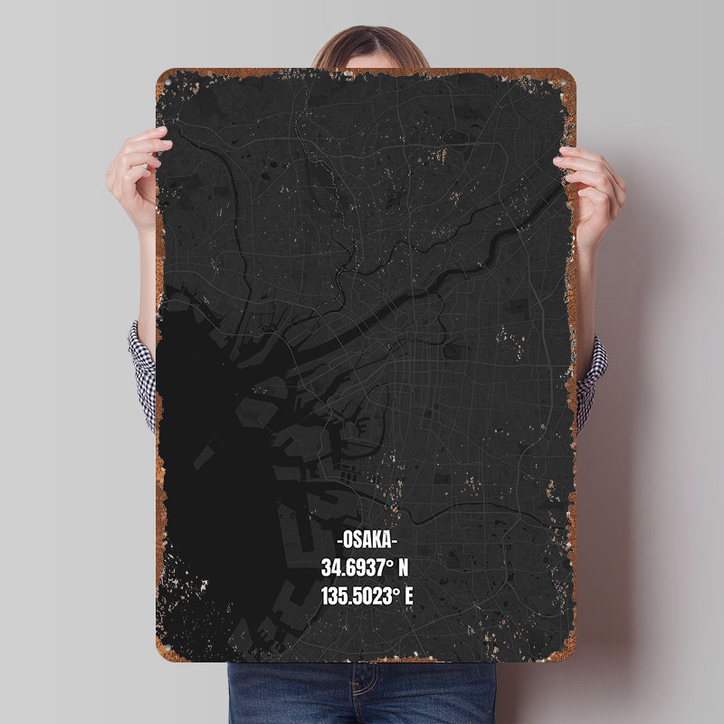 Osaka City Map Tinplate Poster - Custom Map Poster recension och pris