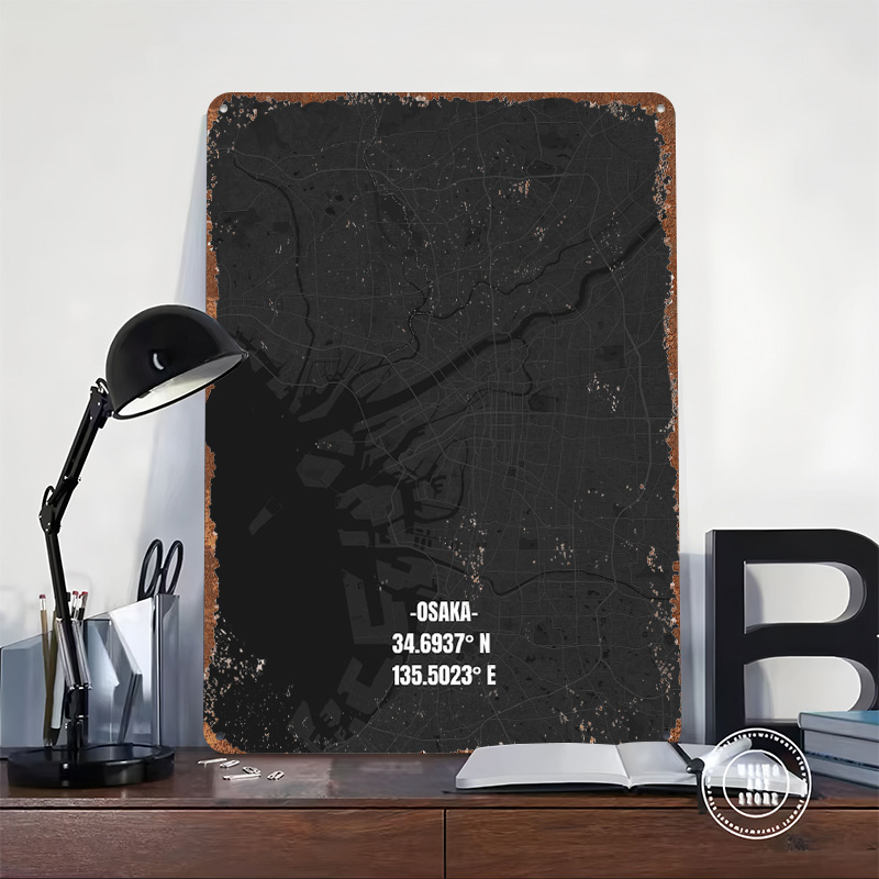 Osaka City Map Tinplate Poster - Custom Map Poster recension och pris