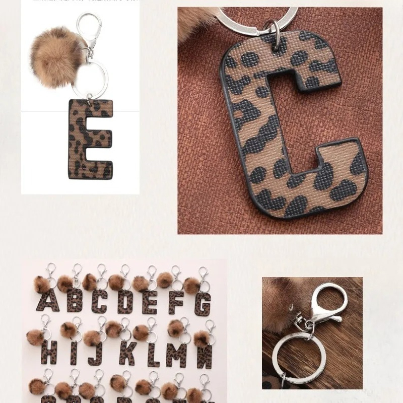 A-M Fashion Leopard Alphabet A - Monogram Keychain Leather recension och pris