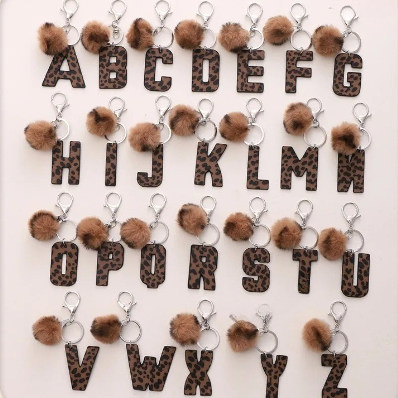 A-M Fashion Leopard Alphabet A - Monogram Keychain Leather recension och pris