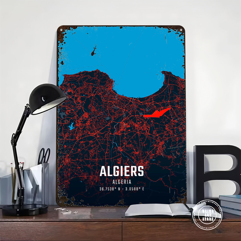 Algiers City Map Metal Poster  - Custom Map Poster recension och pris