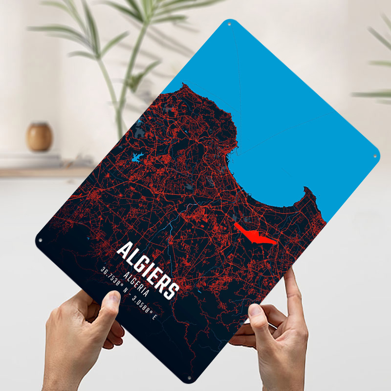Algiers City Map Metal Poster  - Custom Map Poster recension och pris