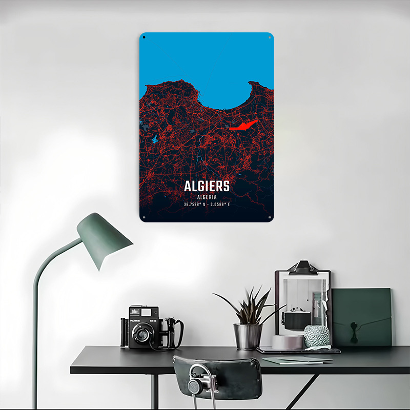 Algiers City Map Metal Poster  - Custom Map Poster recension och pris