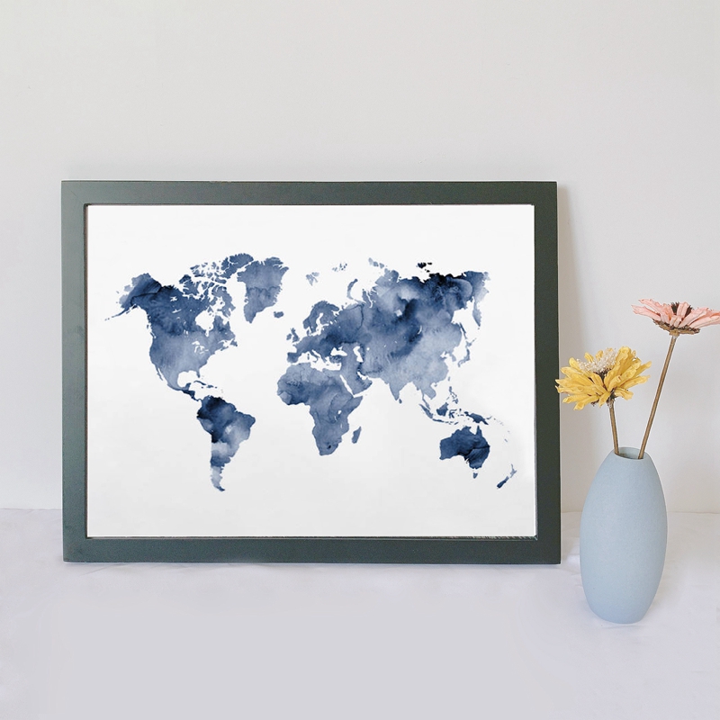 Blue World Map Print Navy Map  - Custom Star Map recension och pris