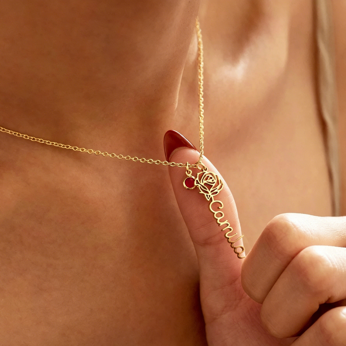 Personalized Custom Name Neckl - Birth Flower Necklace recension och pris