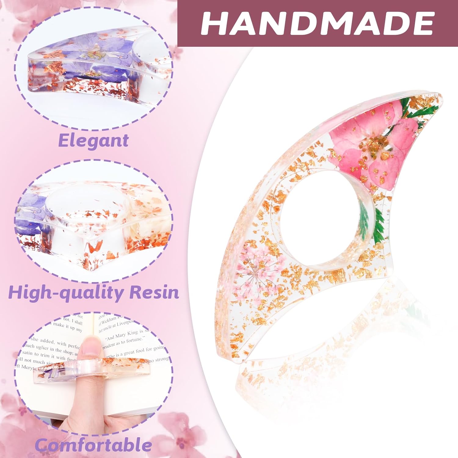 2PCS Thumb Book Page Holder, H - Dried Flower Bookmark recension och pris