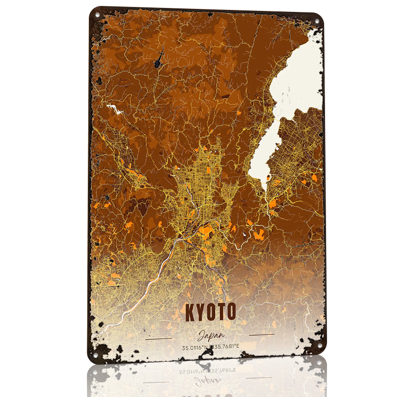 Kyoto Japan Map Art Metal Post - Custom Map Poster recension och pris