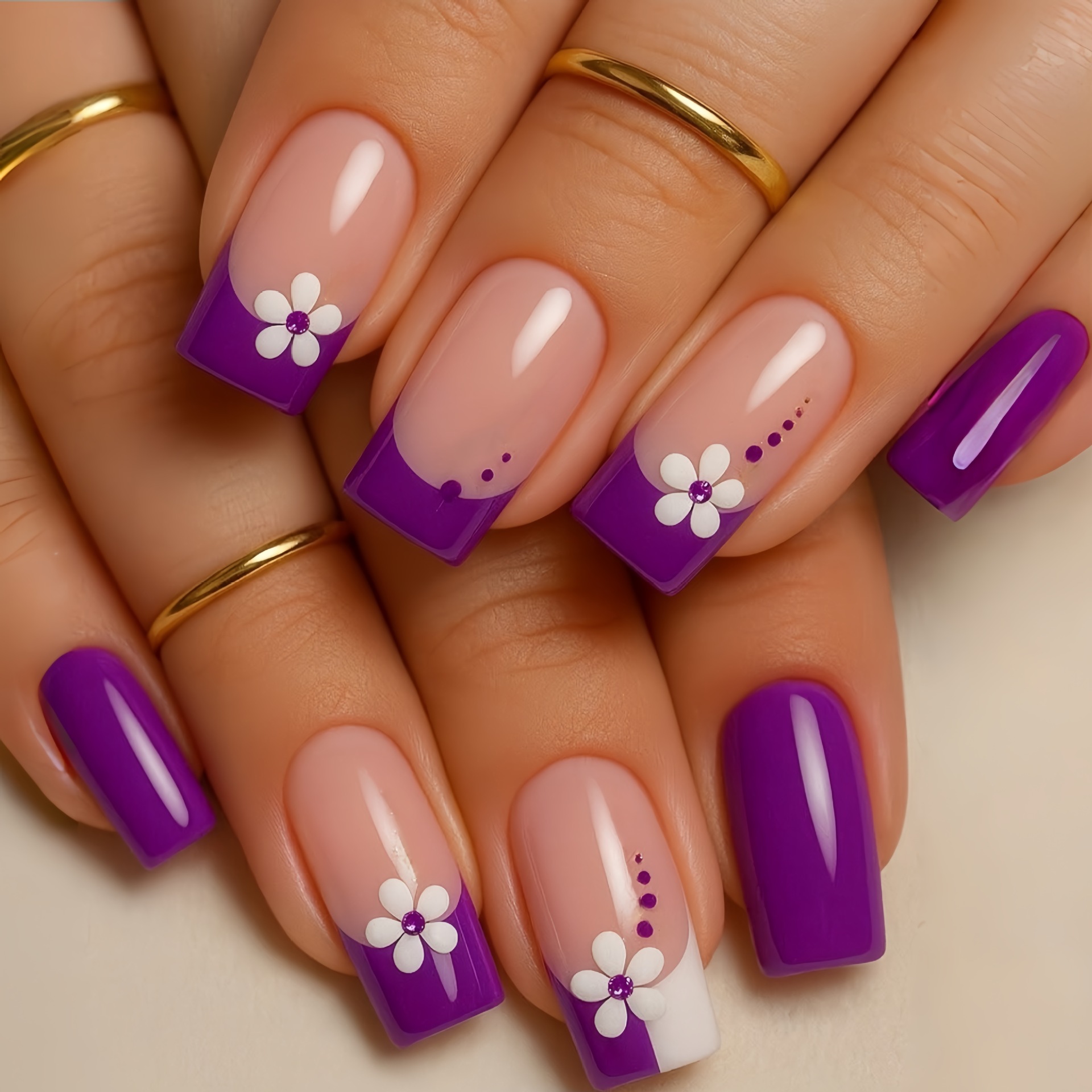 Medium square fake nails for w - Pressed Flower Art recension och pris
