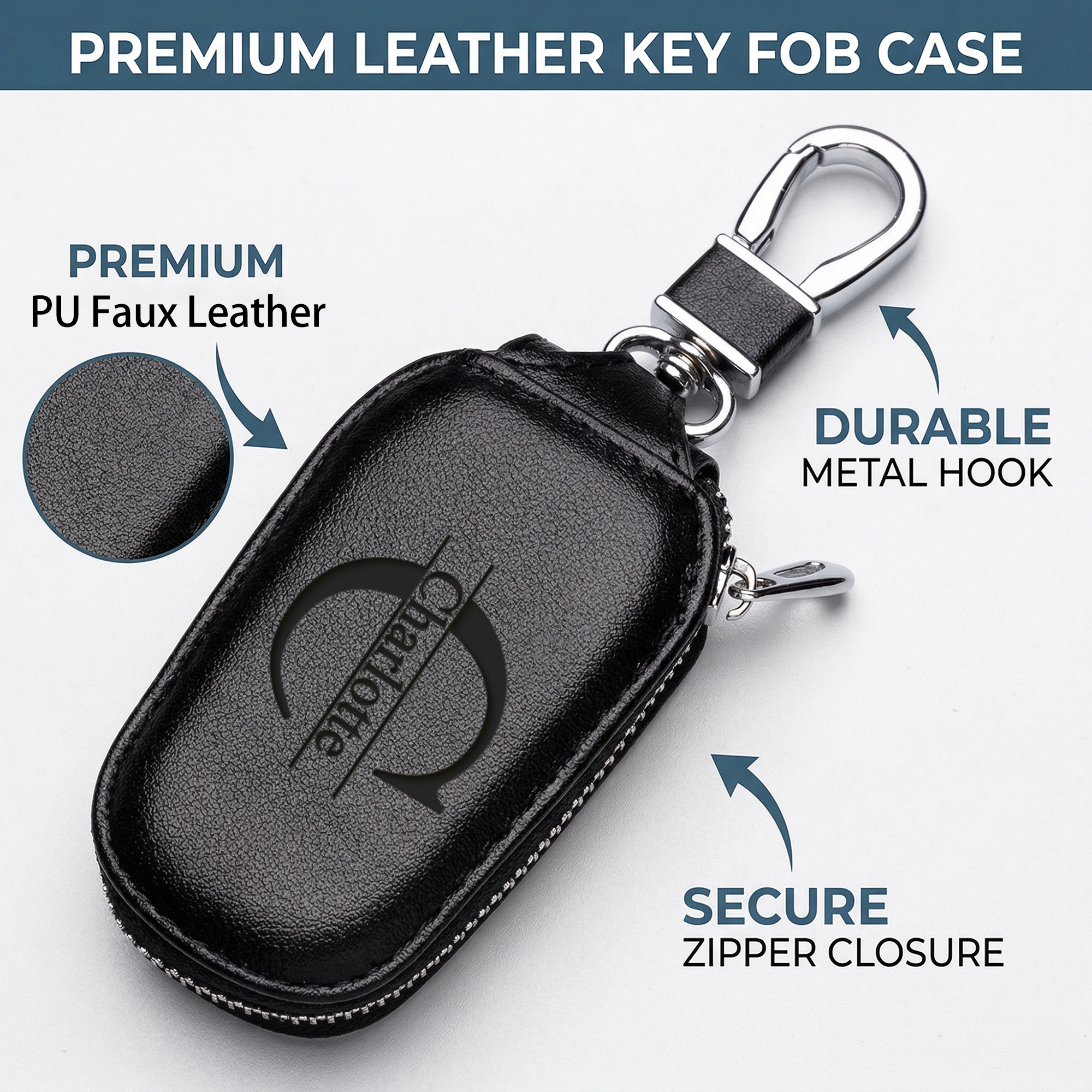 Personalized Custom Zipper Key - Monogram Keychain Leather recension och pris