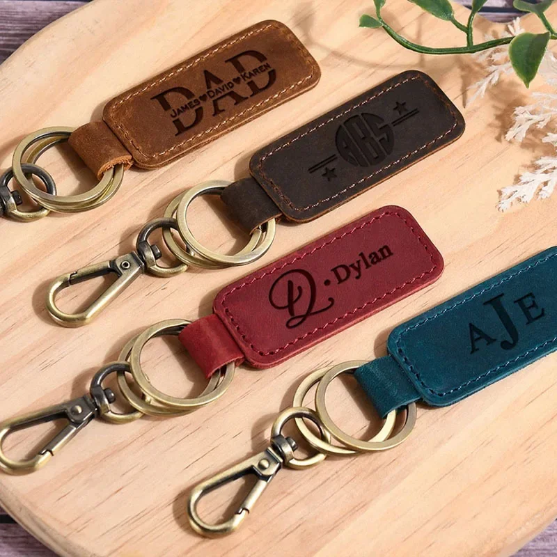 Laser Custom Logo Leather Keyc - Initial Ring Custom recension och pris