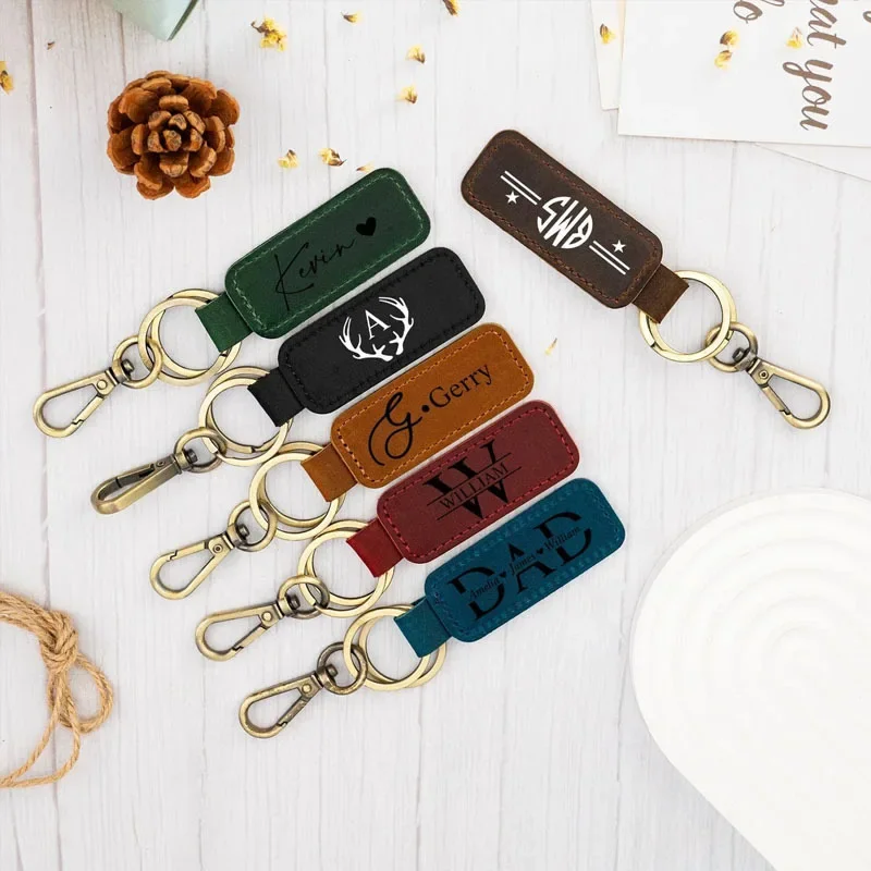 Laser Custom Logo Leather Keyc - Initial Ring Custom recension och pris