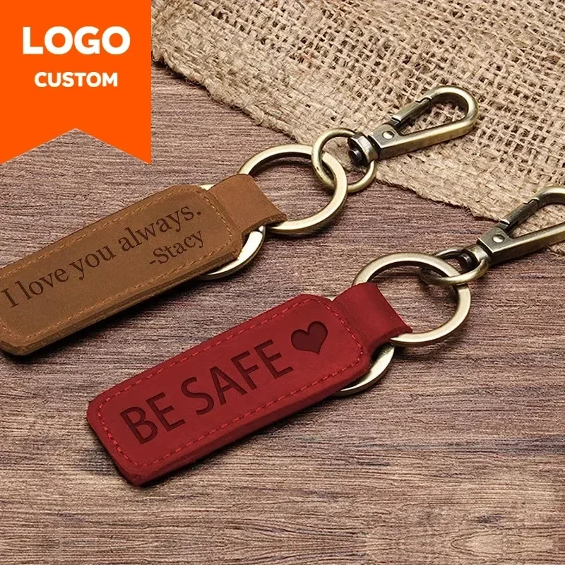 Laser Custom Logo Leather Keyc - Initial Ring Custom recension och pris