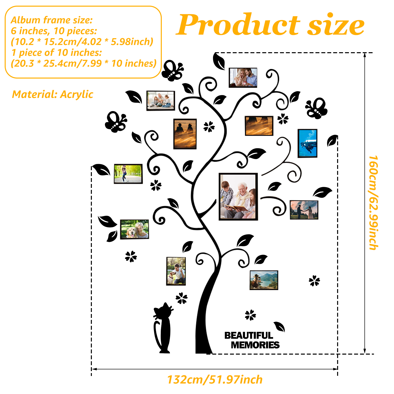 1Pc Picture Frames Tree Acryli - Family Tree Print recension och pris