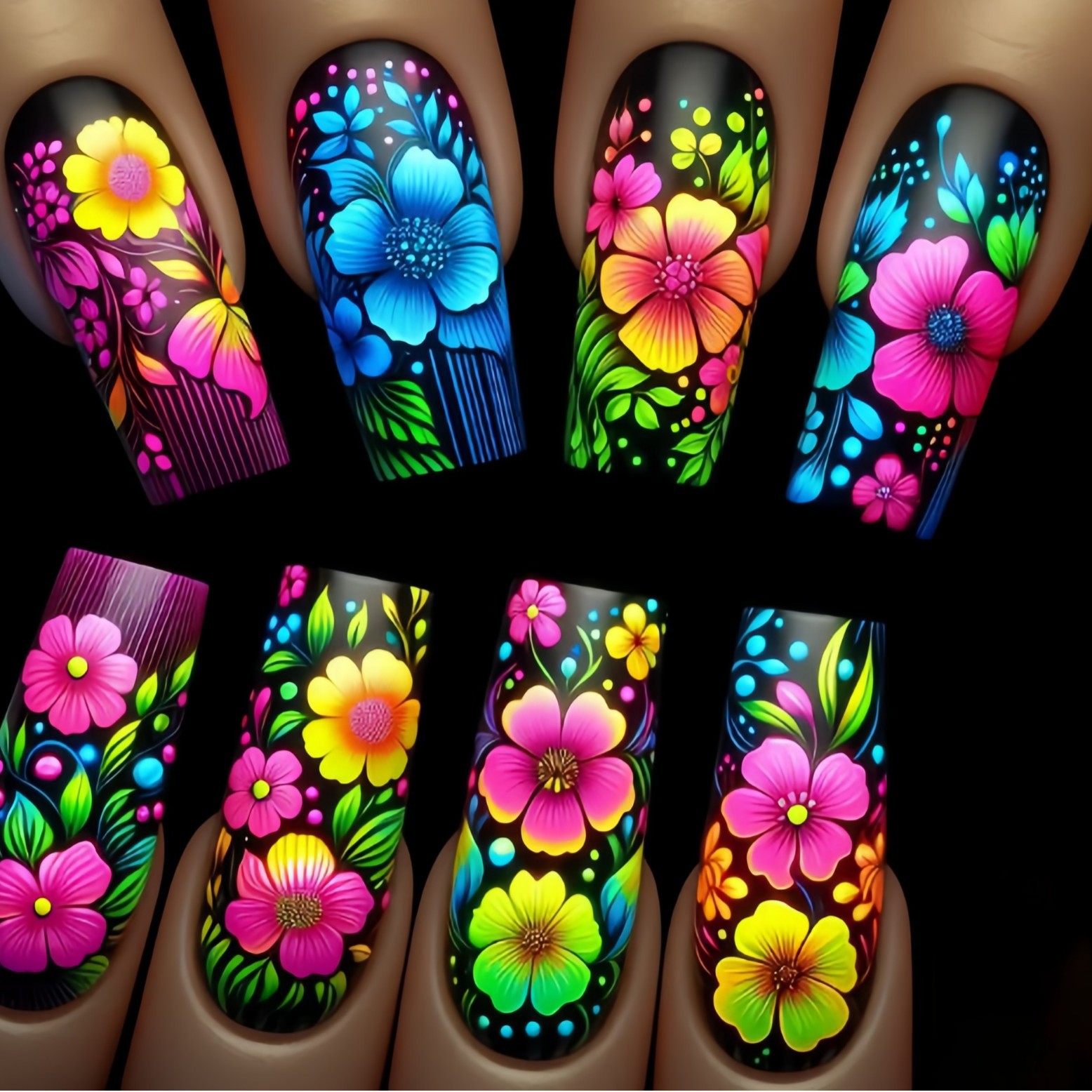 Medium long fake nails gradien - Pressed Flower Art recension och pris