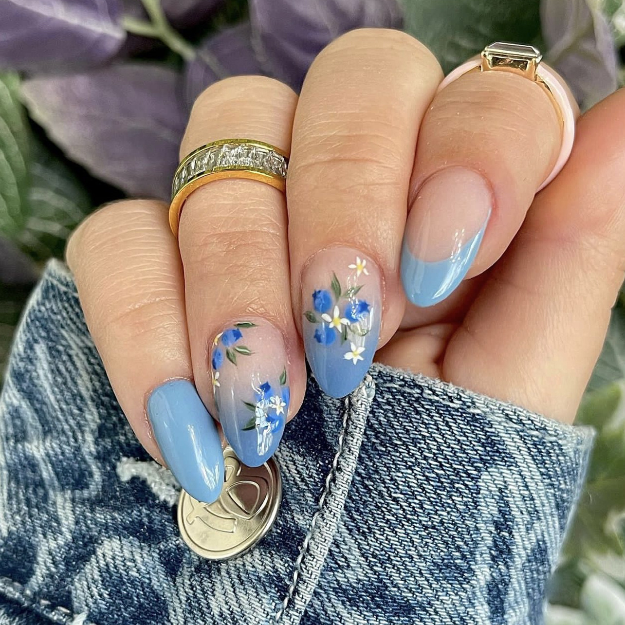 24Pcs Simple Almond Nails Tips - Pressed Flower Art recension och pris