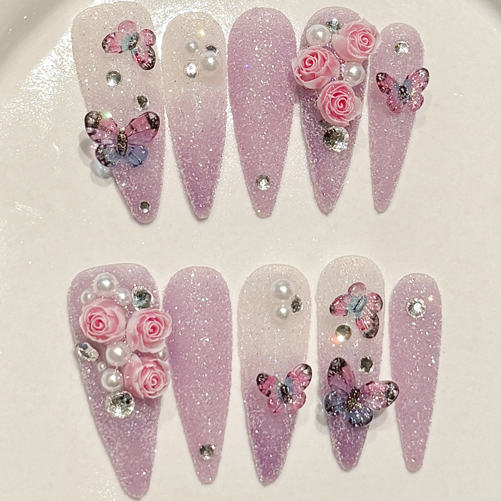 10pcs Long Stiletto Handmade F - Pressed Flower Art recension och pris