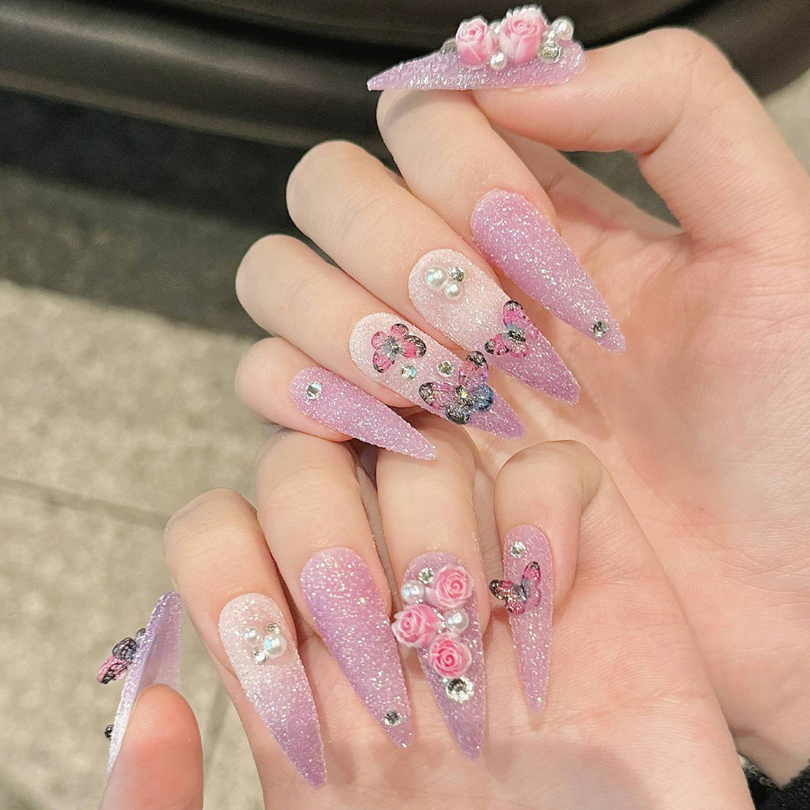 10pcs Long Stiletto Handmade F - Pressed Flower Art recension och pris
