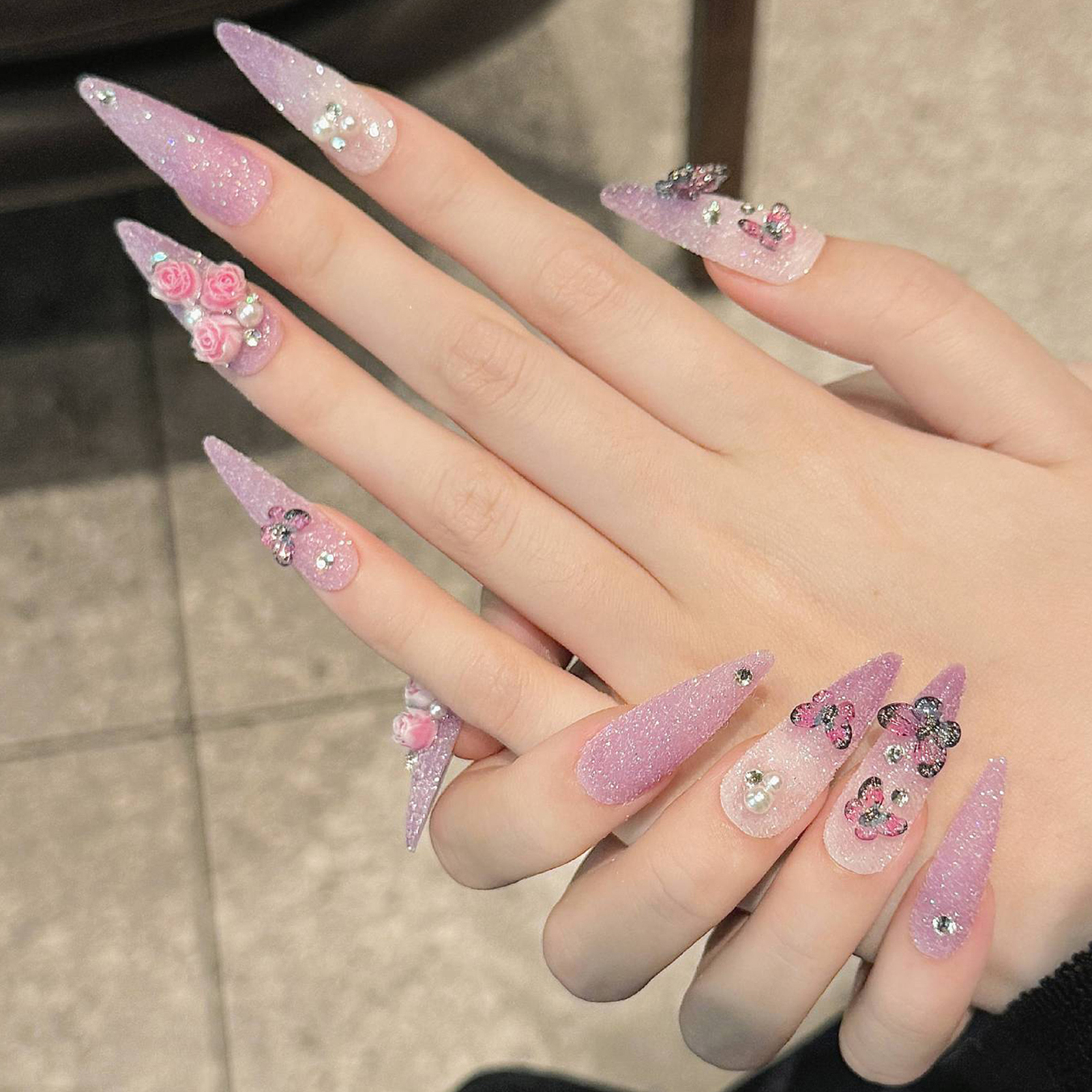 10pcs Long Stiletto Handmade F - Pressed Flower Art recension och pris