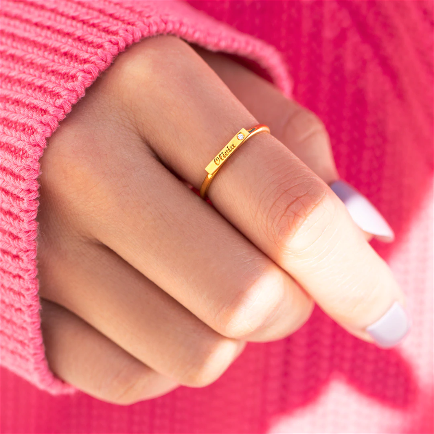 PERSONALIZED ENGRAVED MINIMALI - Initial Ring Custom recension och pris