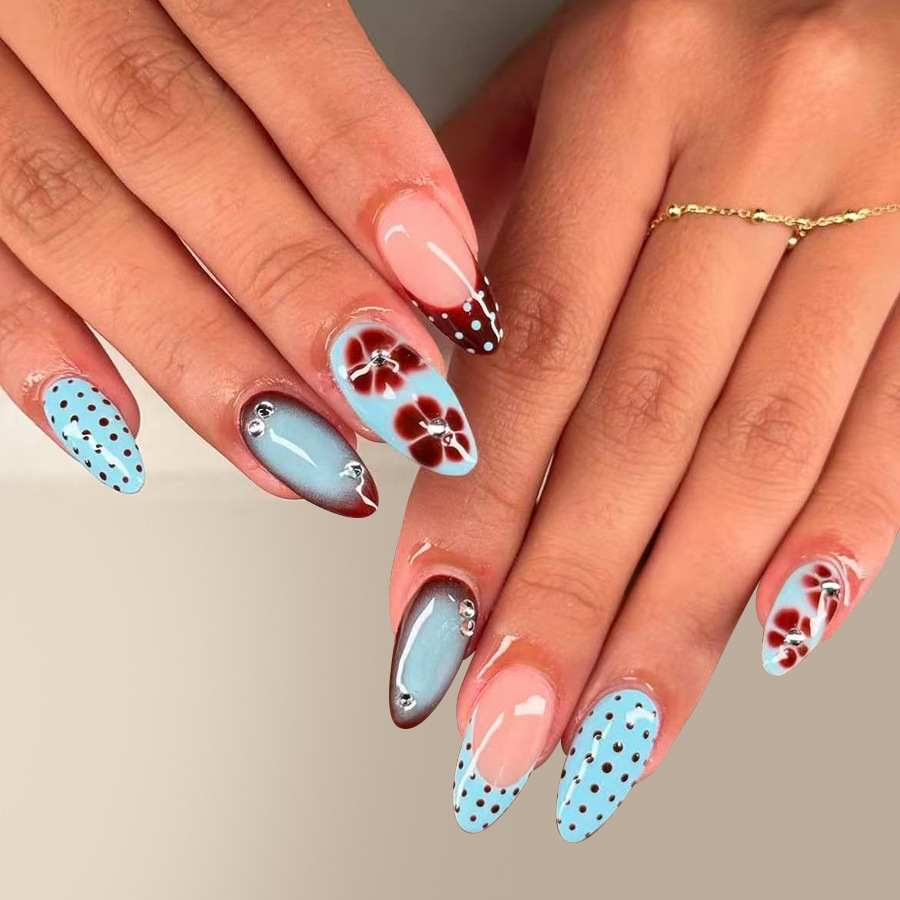 24pcs Leopard Print Brown Nail - Pressed Flower Art recension och pris