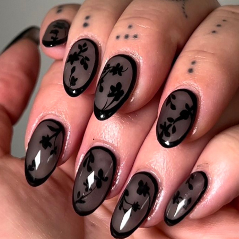 24pcs Leopard Print Brown Nail - Pressed Flower Art recension och pris