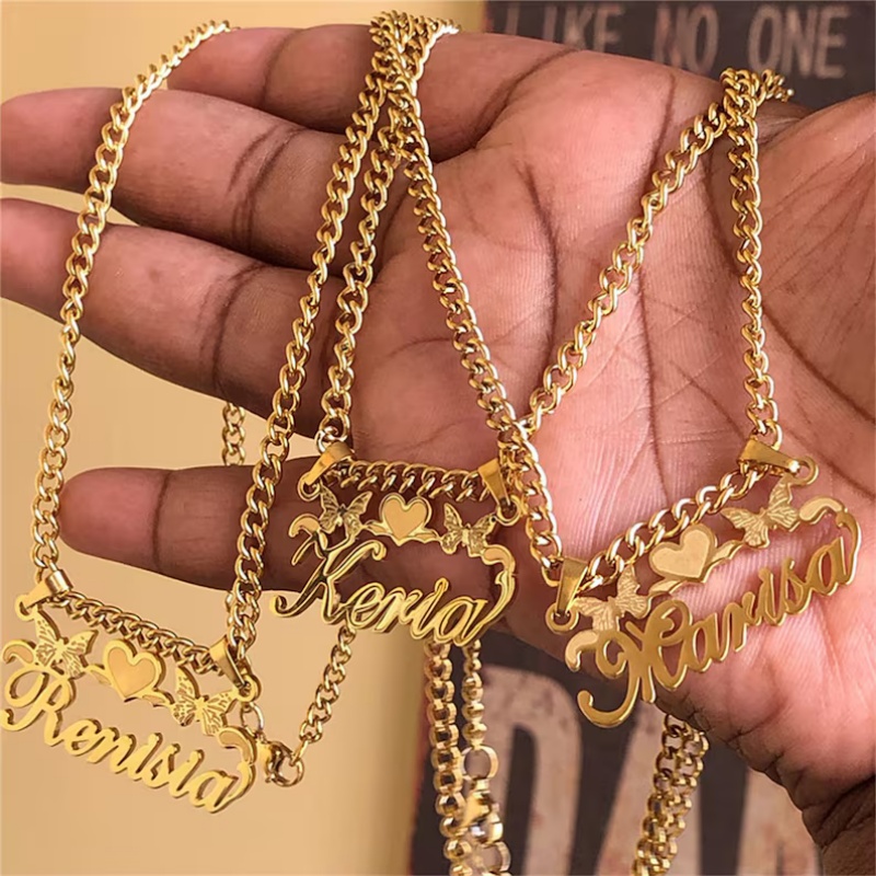 Custom18k Gold Nameplate Neckl - Name Necklace Custom recension och pris
