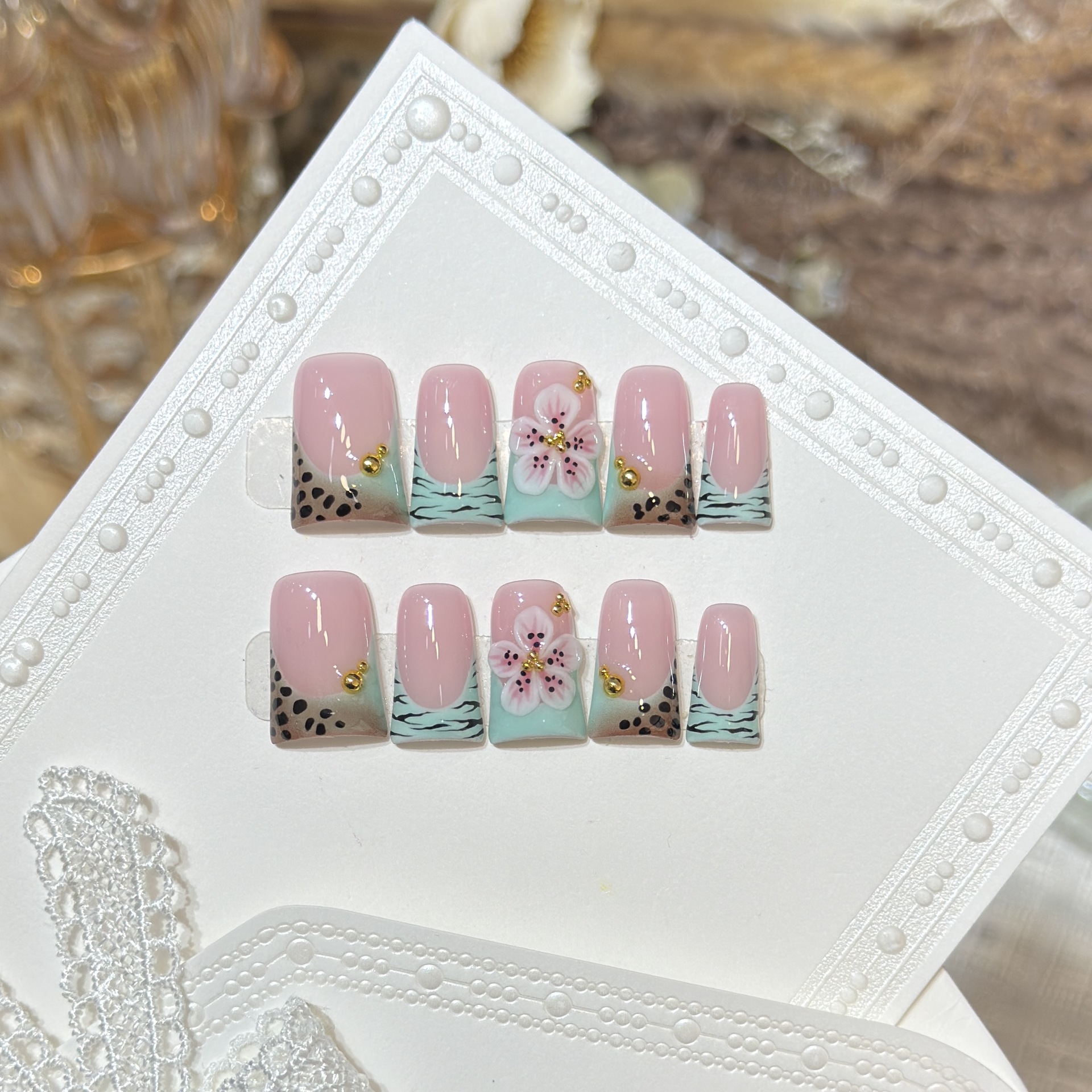 10pcs Press on Nails Duck Mout - Pressed Flower Art recension och pris