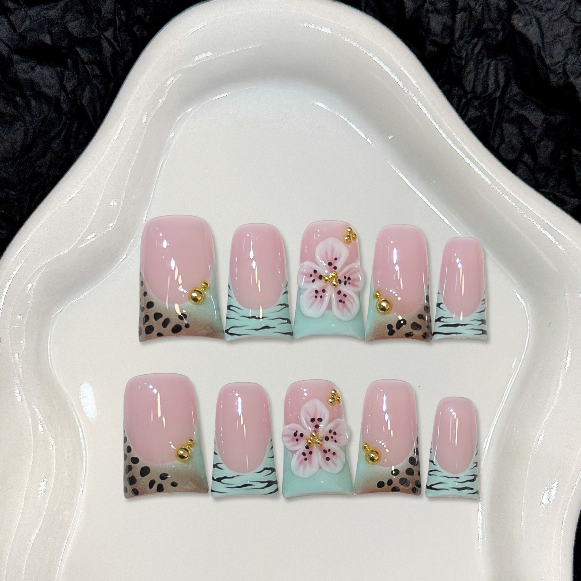 10pcs Press on Nails Duck Mout - Pressed Flower Art recension och pris
