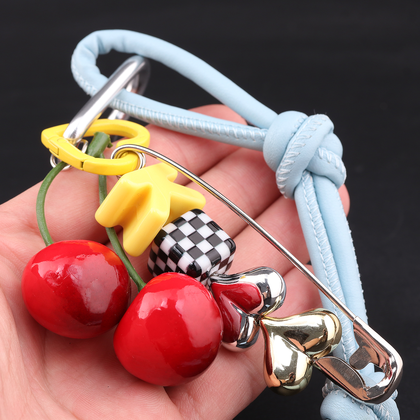 Y2k Cute Cherry Alphabet PU Le - Monogram Keychain Leather recension och pris