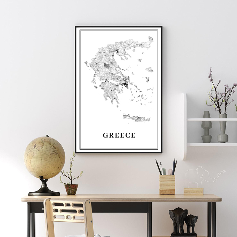 Greece Road Map Poster Black a - Custom Star Map recension och pris