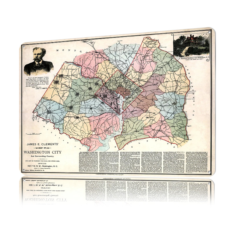 Map of Washington City Printed - Custom Map Poster recension och pris
