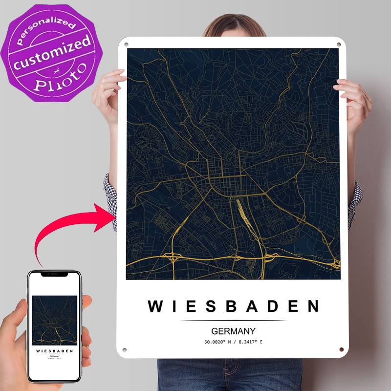 Wiesbaden City Map Printed Pos - Custom Map Poster recension och pris