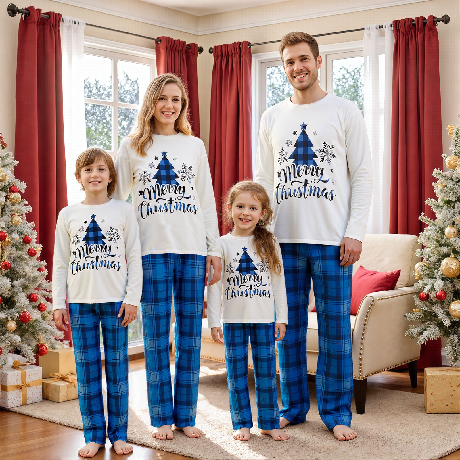 Family Matching Christmas Paja - Family Tree Print recension och pris