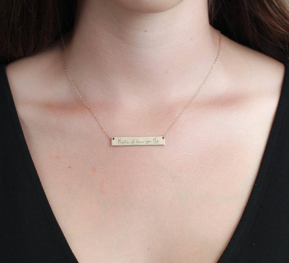 Personalized Custom Actual Han - Handwriting Necklace Bar recension och pris