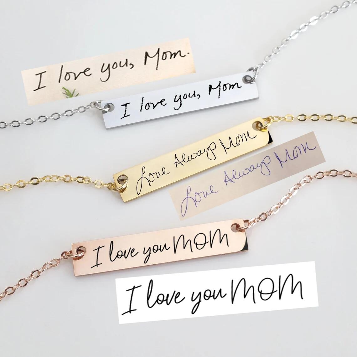 Actual Handwriting Bar Necklac - Handwriting Necklace Bar recension och pris